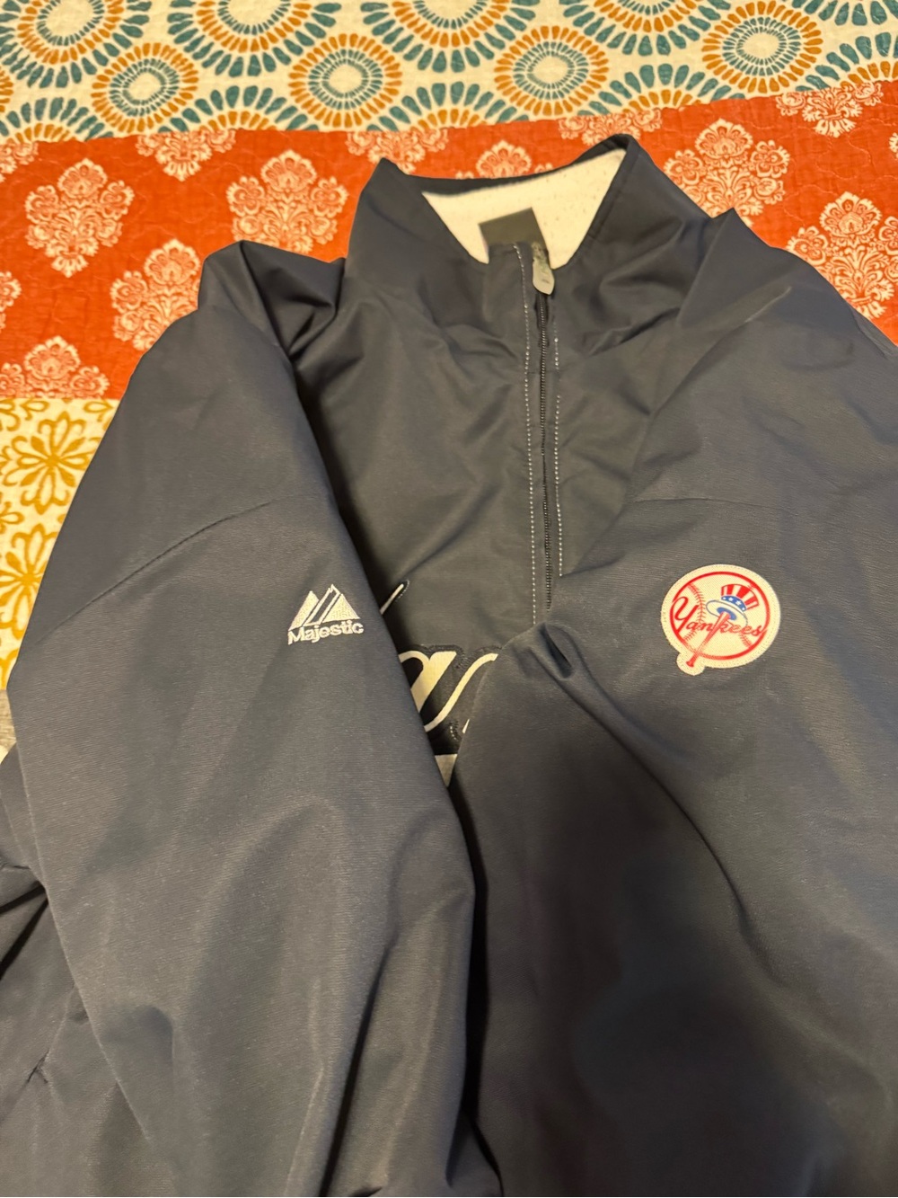 Majestic Navy Yankees Full-Zip Jacket with White Script - Picture 6 of 7